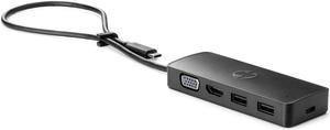 HP USB-C Travel Hub G2 - Multi Port Dongle for Charging, Accessories, and Connecting an Extra Display - HDMI, VGA, and Two USB-A 3.0 Ports - Scalable Power with 45W, 65W, or 90W Adapter
