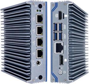Fanless Soft Router, Micro Firewall Appliance, VPN, Router PC, Intel Celeron J4125, 4 x Intel i211-AT LAN, AES-NI, DP, HD, COM, 4 x USB3.0, SIM Slot, 8GB Ram 128GB SSD