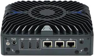 Fan Mini PC, 12th Gen Mini Computer, Intel Core I3 1215U, N7, Windows 11 or Linux Ubuntu, 3 x Intel i225-V 2.5G Lan, 3 x HD 4K Display, 2 x COM, 8GB DDR5 128GB SSD - OEM