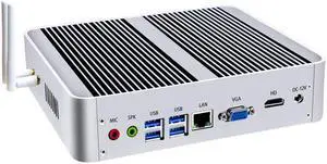 Partaker Fanless Mini PC, Desktop Computer, HTPC, Windows 11 or Linux Ubuntu, Core I5 1335U, B16, VGA, HDMI, 2 x USB3.0, 6 x USB2.0, LAN, 8G RAM, 512G SSD - OEM