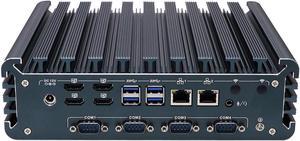 Partaker Fanless Industrial PC, Mini Computer, IPC, Core I7 1255U, Windows 11 Pro, I15, 4 x HDMI, 2 x LAN, 4 x COM COM1/2 for RS232/RS485, TPM2.0, 64G RAM, 1TB SSD