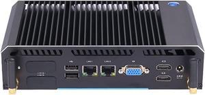 Partaker Industrial PC, Fanlesss Mini PC, Mini Computer, Windows 11 Pro or Linux Ubuntu, I3 5005U, GF2, PXE, WOL Supported, Type-C, 2 x COM, 2 x LAN, VGA, 2 x HDMI, 8G RAM, 128G SSD