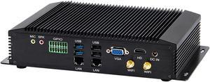 Partaker Fanless Industrial PC,Mini Desktop Computer with Intel Core i5 7200U Dual Core CPU, 4GB Ram 128GB SSD,6xCOM, 4xUSB 3.0, 4xUSB 2.0, 2xLAN, GPIO, LPT, HD Port, VGA, Wi-Fi, PS/2,Windows 10 Pro