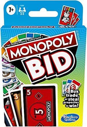 Monopoly Bid Fast-Playing Matching Family Friendly Fun Card Game Hasbro