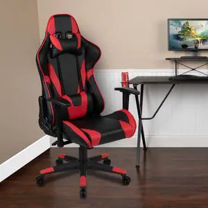 X20 Gaming Chair Racing Office Ergonomic Computer PC Adjustable Swivel Chair with Fully Reclining Back in Red LeatherSoft