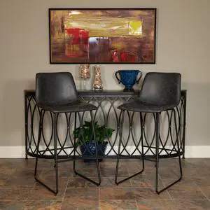 30 inch LeatherSoft Bar Height Barstools in Gray, Set of 2 30 inch LeatherSoft Bar Height Barstools in Gray, Set of 2