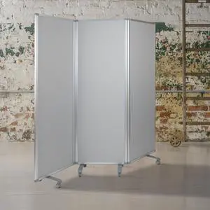 Double Sided Mobile Magnetic Whiteboard/Cloth Partition with Lockable Casters, 72"H x 24"W (3 sections included)