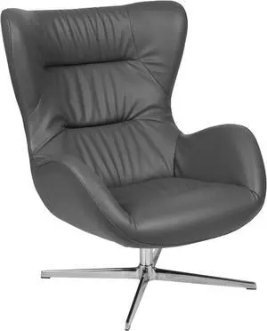 Gray LeatherSoft Swivel Wing Chair