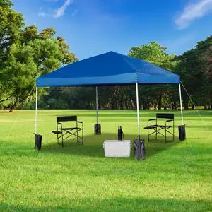 10'x10' Blue Pop Up Event Straight Leg Canopy Tent with Sandbags and Wheeled Case