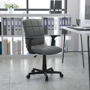 Flash Furniture Clayton Vinyl Swivel Mid-Back Quilted Task Office Chair Gray (GO16911GYA)