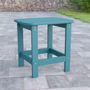 Flash Furniture Charlestown All-Weather Poly Resin Adirondack Side Table Teal (JJT14001TL)