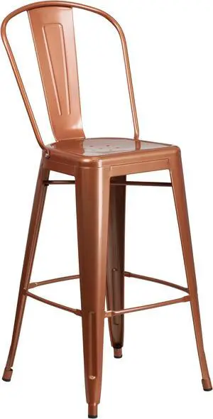 Commercial Grade 30" High Copper Metal Indoor-Outdoor Barstool with Back