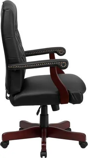 Martha Washington Black LeatherSoft Executive Swivel Office Chair with Arms