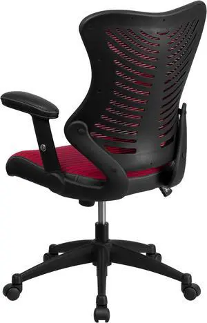 High Back Designer Burgundy Mesh Executive Swivel Ergonomic Office Chair with Adjustable Arms