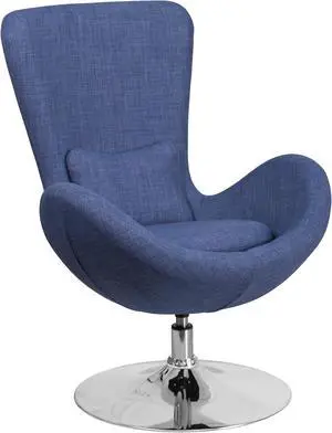 Egg Series Blue Fabric Side Reception Chair