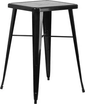 23.75'' Square Black Metal Indoor-Outdoor Bar Height Table