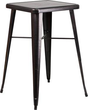 23.75'' Square Black-Antique Gold Metal Indoor-Outdoor Bar Height Table