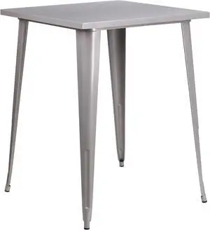 Flash Furniture Nolan Commercial Grade Square Metal Indoor-Outdoor Bar Height Table Silver (CH5104040SIL)