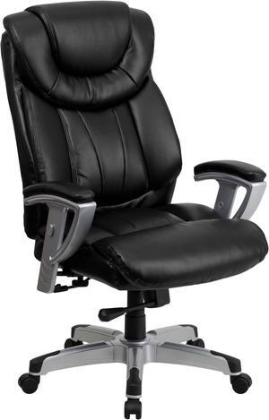 HERCULES Series Big & Tall 400 lb. Rated Black LeatherSoft Executive Ergonomic Office Chair with Silver Adjustable Arms