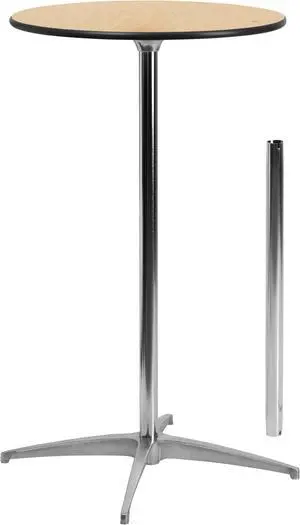 24'' Round Wood Cocktail Table with 30'' and 42'' Columns