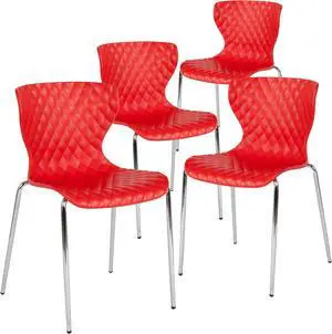 4 Pk. Lowell Contemporary Design Red Plastic Stack Chair