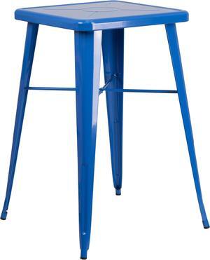 23.75'' Square Blue Metal Indoor-Outdoor Bar Height Table