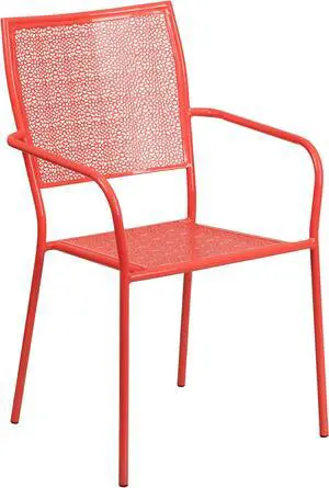 Coral Indoor-Outdoor Steel Patio Arm Chair with Square Back