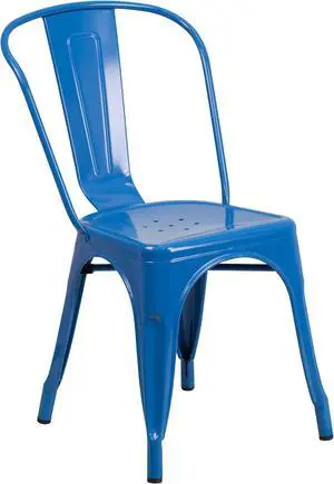 Flash Furniture Metal Indoor/Outdoor Stackable Chair, Blue