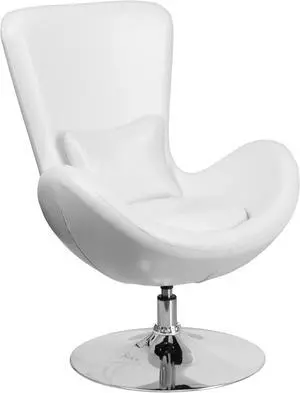 Egg Series White Leather Side Reception Chair