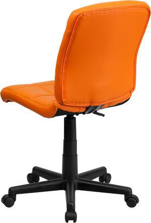 Mid-Back Orange Quilted Vinyl Swivel Task Chair