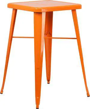 23.75'' Square Orange Metal Indoor-Outdoor Bar Height Table