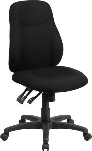 Mid-Back Black Fabric Multifunction Ergonomic Swivel Task Chair
