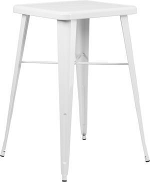 23.75'' Square White Metal Indoor-Outdoor Bar Height Table