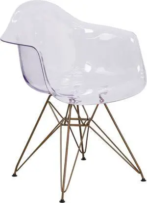 Alonza Series Transparent Side Chair with Gold Base