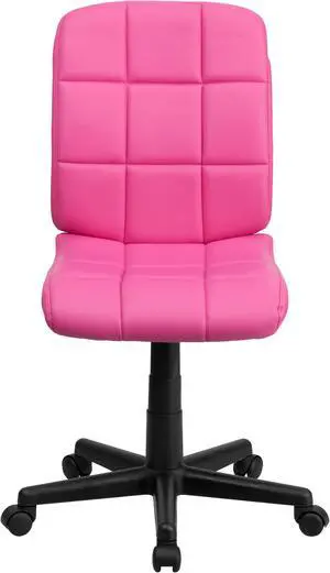 Mid-Back Pink Quilted Vinyl Swivel Task Chair