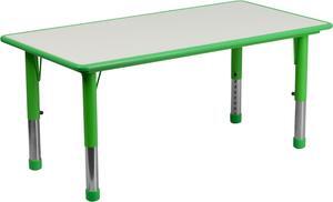 23.625''W x 47.25''L Rectangular Green Plastic Height Adjustable Activity Table with Grey Top