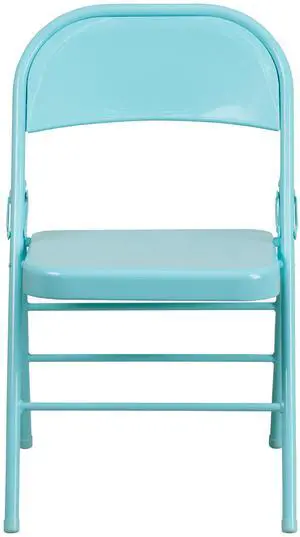 HERCULES COLORBURST Series Tantalizing Teal Triple Braced & Double-Hinged Metal Folding Chair