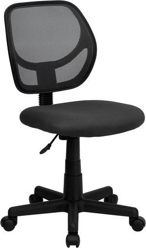 Low Back Gray Mesh Swivel Task Office Chair with Curved Square Back