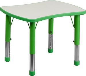 21.875''W x 26.625''L Rectangular Green Plastic Height Adjustable Activity Table with Grey Top