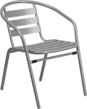 Flash Furniture Silver Metal Restaurant Stack Chair with Aluminum Slats [TLH-017C-GG] TLH017C