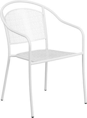 Flash Furniture White Indoor-Outdoor Steel Patio Arm Chair with Round Back [CO-3-WH-GG] CO3WH