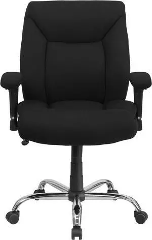 HERCULES Series Big & Tall 400 lb. Rated Black Fabric Deep Tufted Swivel Ergonomic Task Office Chair with Adjustable Arms