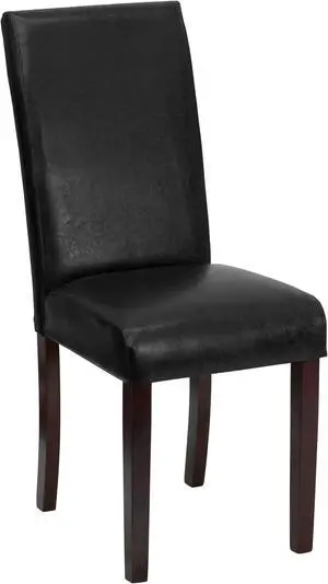 Black Leather Parsons Chair