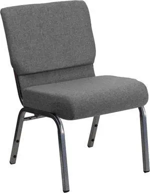 Flash Furniture Hercules Series Gray Fabric Stacking Church Chair, 21", Gray/Silvervein