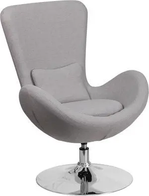 Egg Series Light Gray Fabric Side Reception Chair