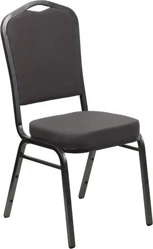 HERCULES Series Crown Back Stacking Banquet Chair in Gray Fabric - Silver Vein Frame