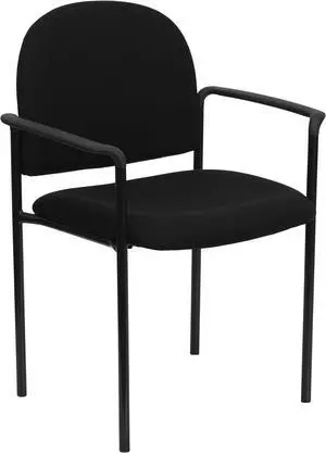 Comfort Black Fabric Stackable Steel Side Reception Chair with Arms
