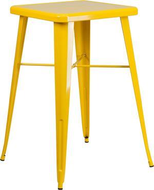 23.75'' Square Yellow Metal Indoor-Outdoor Bar Height Table