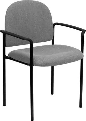 Flash Furniture BT-516-1-GY-GG Comfortable Stackable Steel Side Chair with Arms, Black/Gray