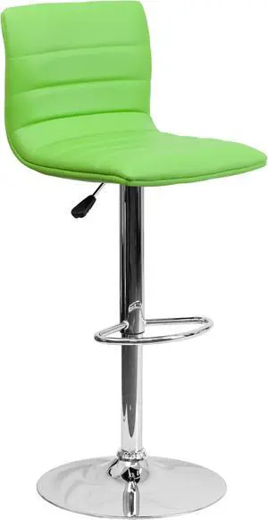 Flash Furniture Contemporary Green Vinyl Adjustable Height Barstool with Chrome Base